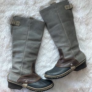 Sorel Slimpack Tall Gray Riding Snow Boots Sz 11
